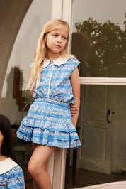 Camille Blouse & Lea Skirt Set – Farandole Blue