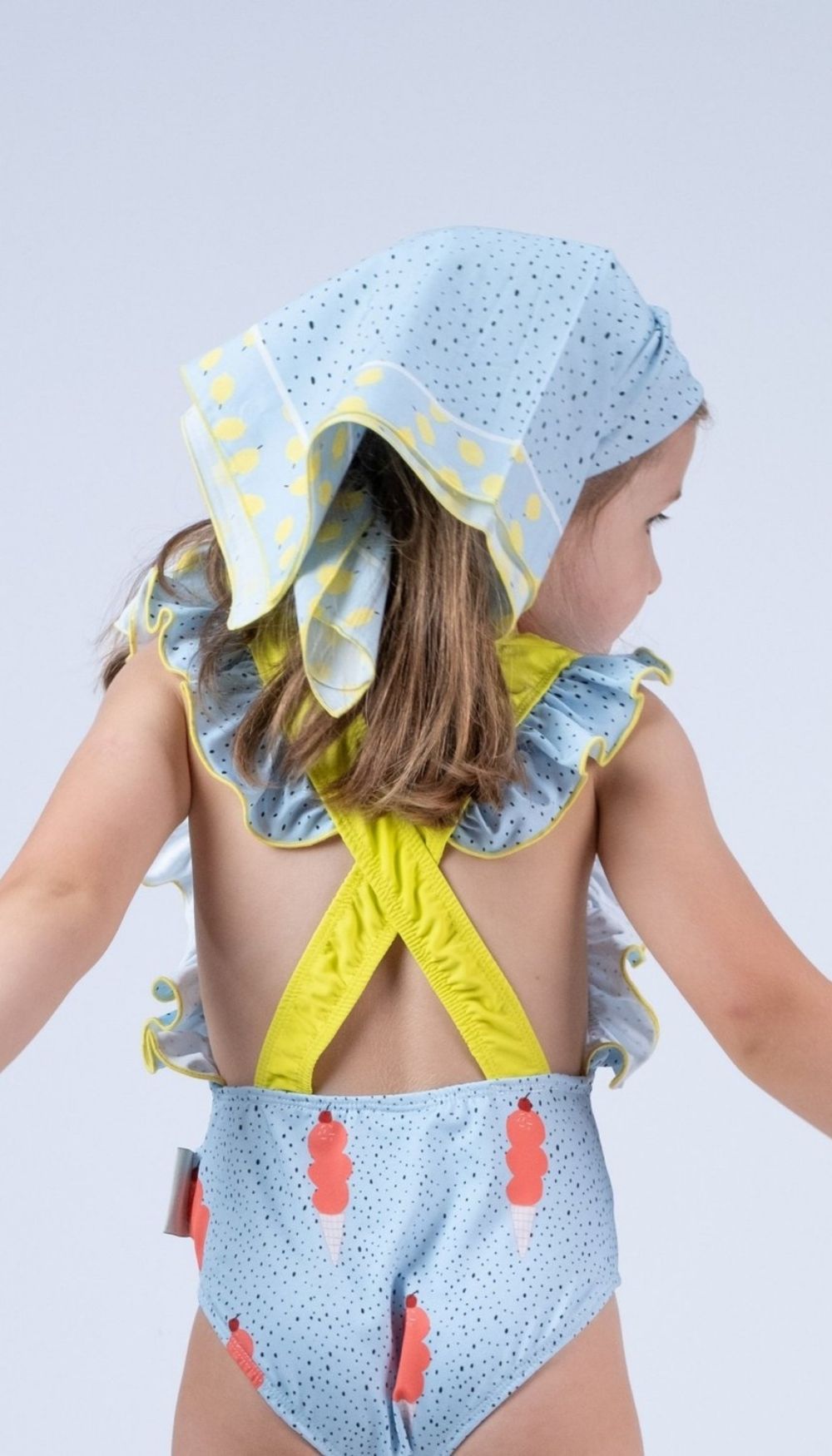 Head Scarf – Black Drops & Lemon