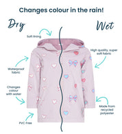 Hearts & Bows Color Changing Raincoat