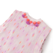 Katya Printed Top with Pom-Pom & Tassels