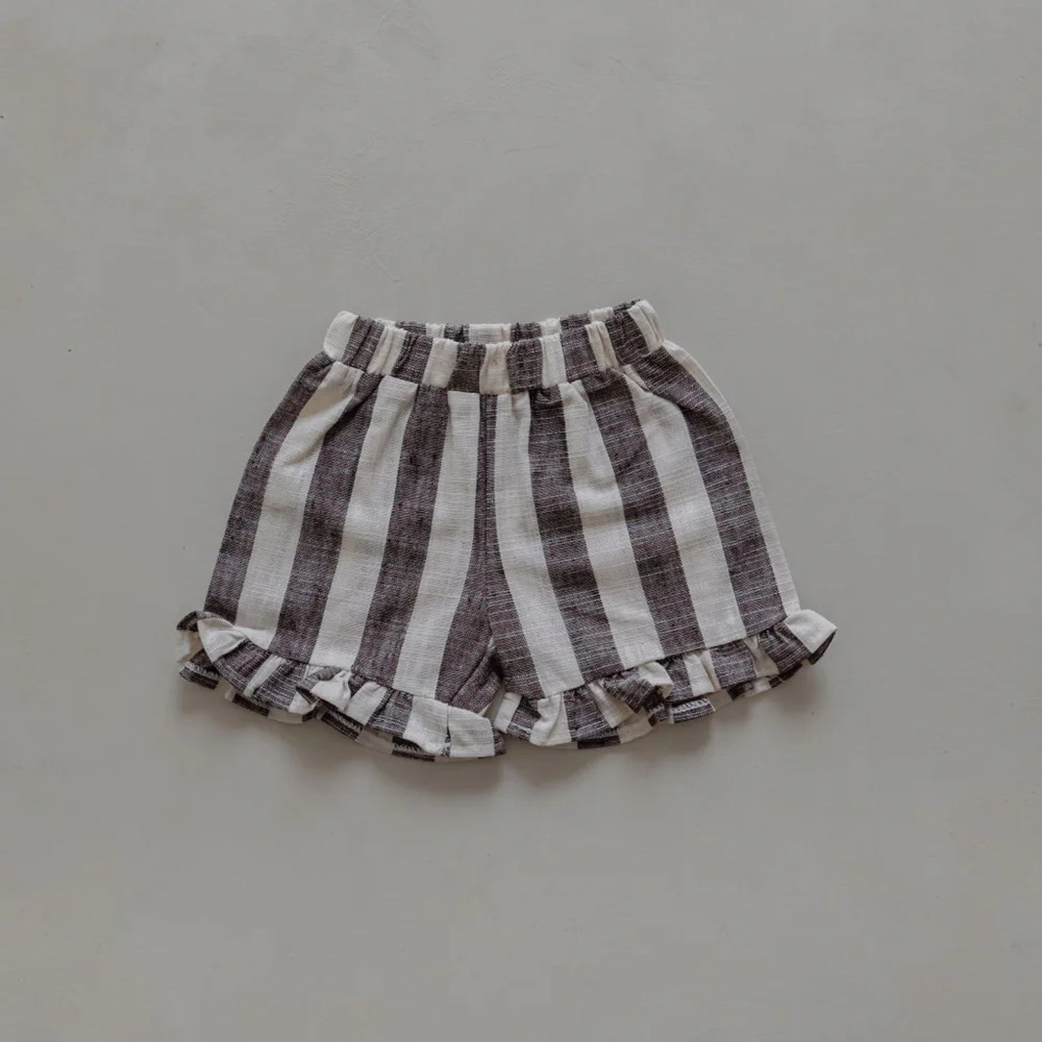 Linen Striped Shorts in Charcoal