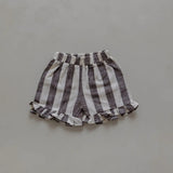 Linen Striped Shorts in Charcoal