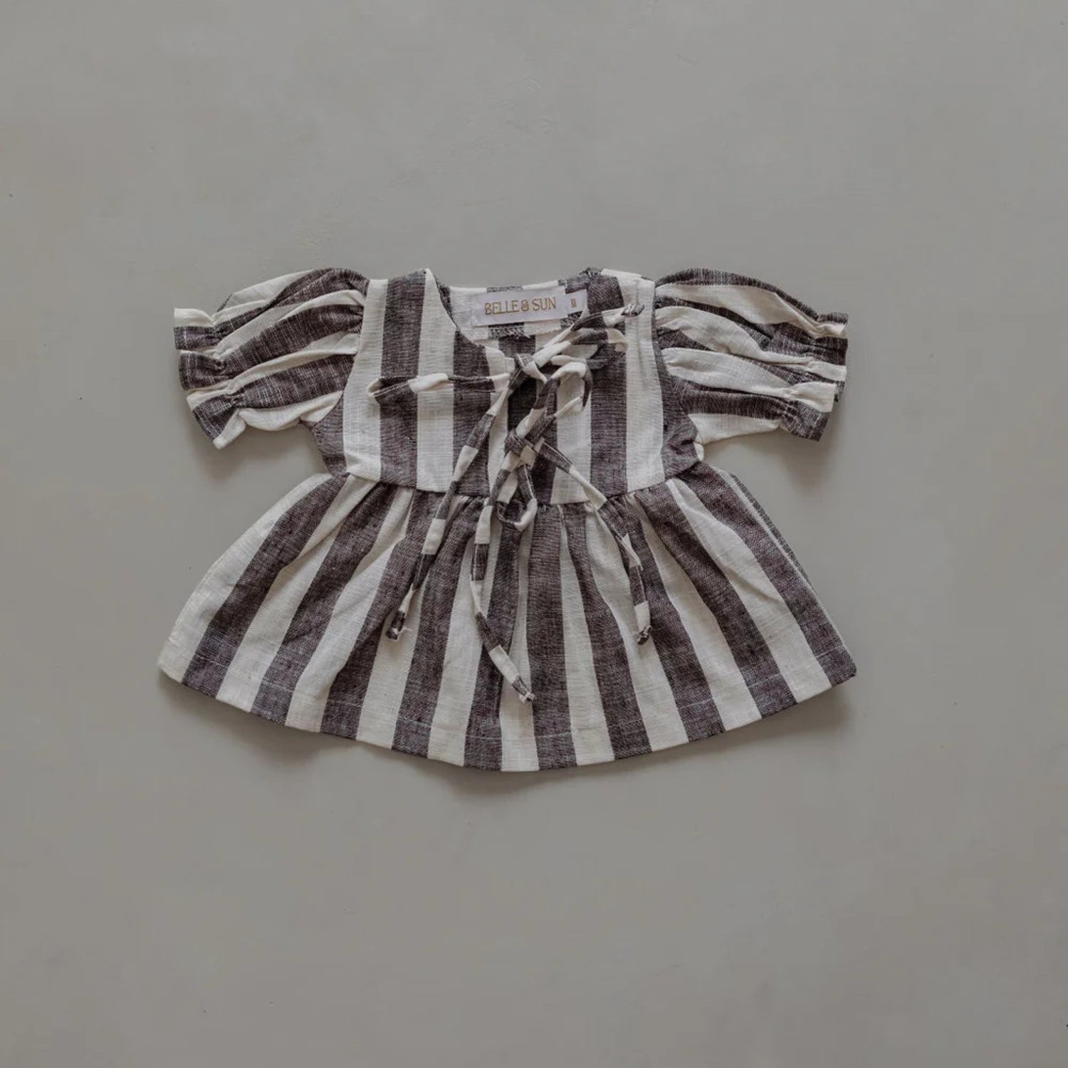 Linen Striped Top in Charcoal