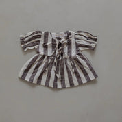 Linen Striped Top in Charcoal