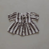Linen Striped Top in Charcoal