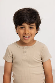 Ribbed T-Shirt in Stone