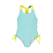 One-Piece Swimsuit – Aqua Waves/Yellow