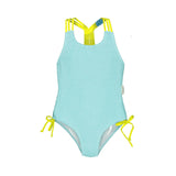 One-Piece Swimsuit – Aqua Waves/Yellow