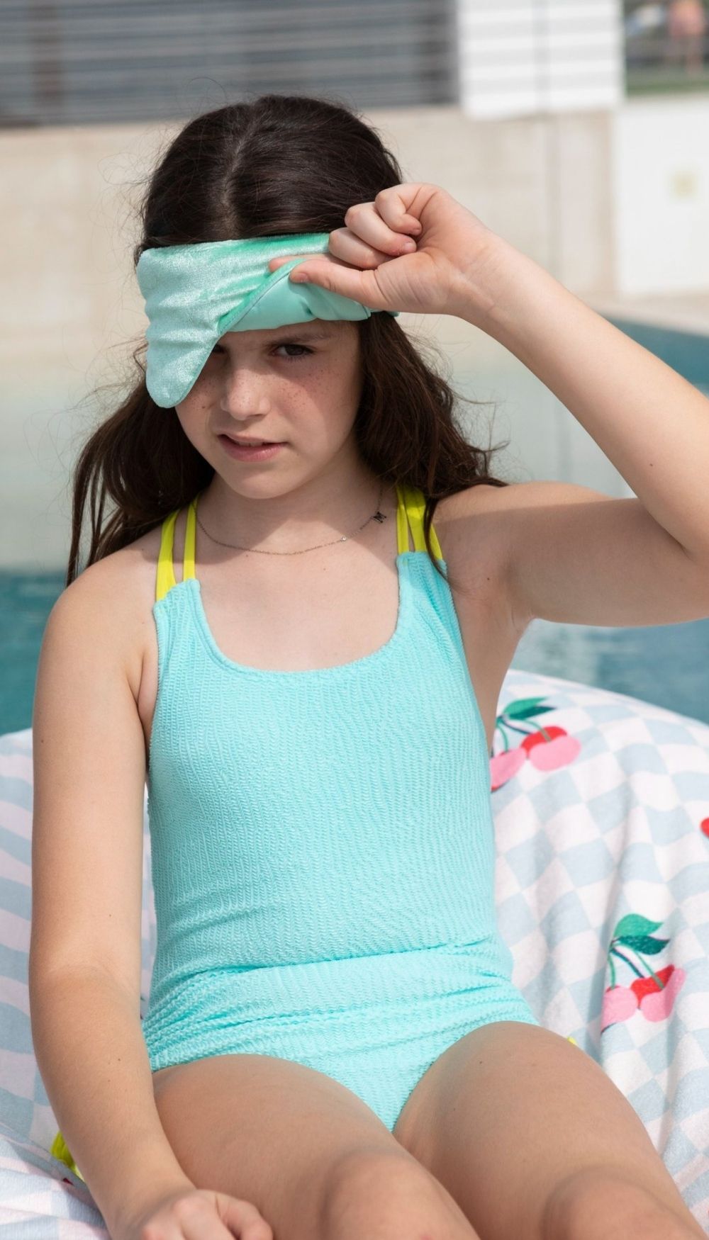 One-Piece Swimsuit – Aqua Waves/Yellow