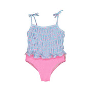 One-Piece Swimsuit – Pink Dots & Waves