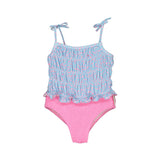 One-Piece Swimsuit – Pink Dots & Waves