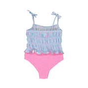 One-Piece Swimsuit – Pink Dots & Waves
