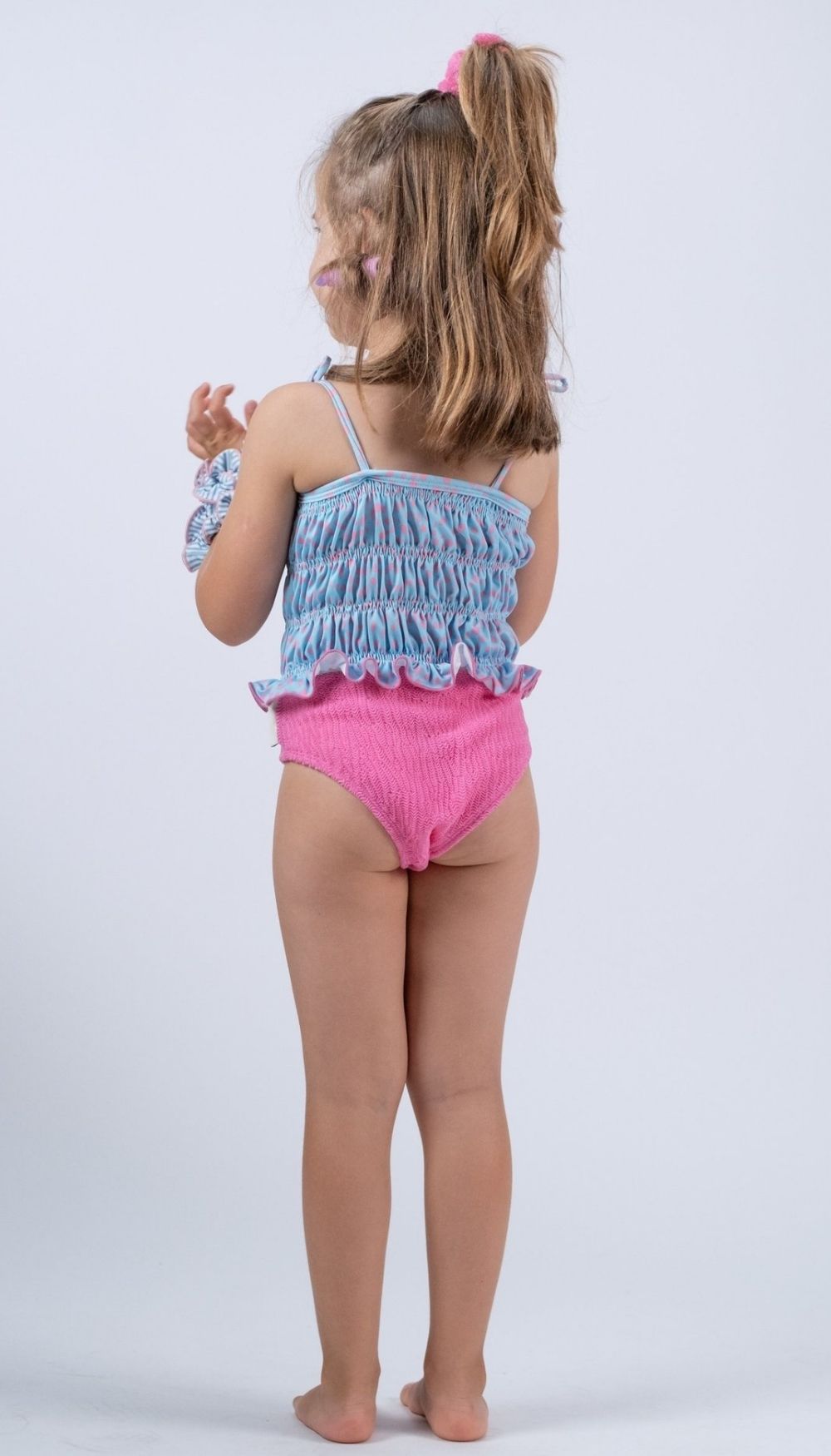One-Piece Swimsuit – Pink Dots & Waves