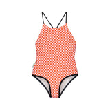 One-Piece Swimsuit – Red/Pink Squares
