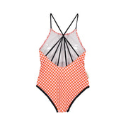 One-Piece Swimsuit – Red/Pink Squares