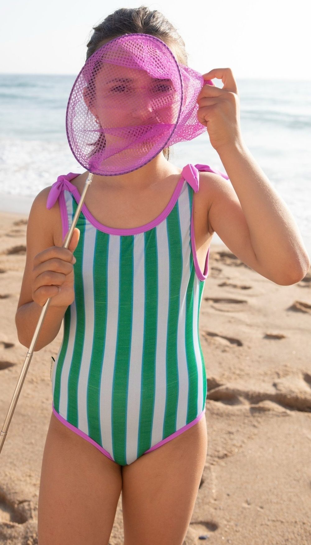 One-Piece Swimsuit – Summer Stripes/Magenta