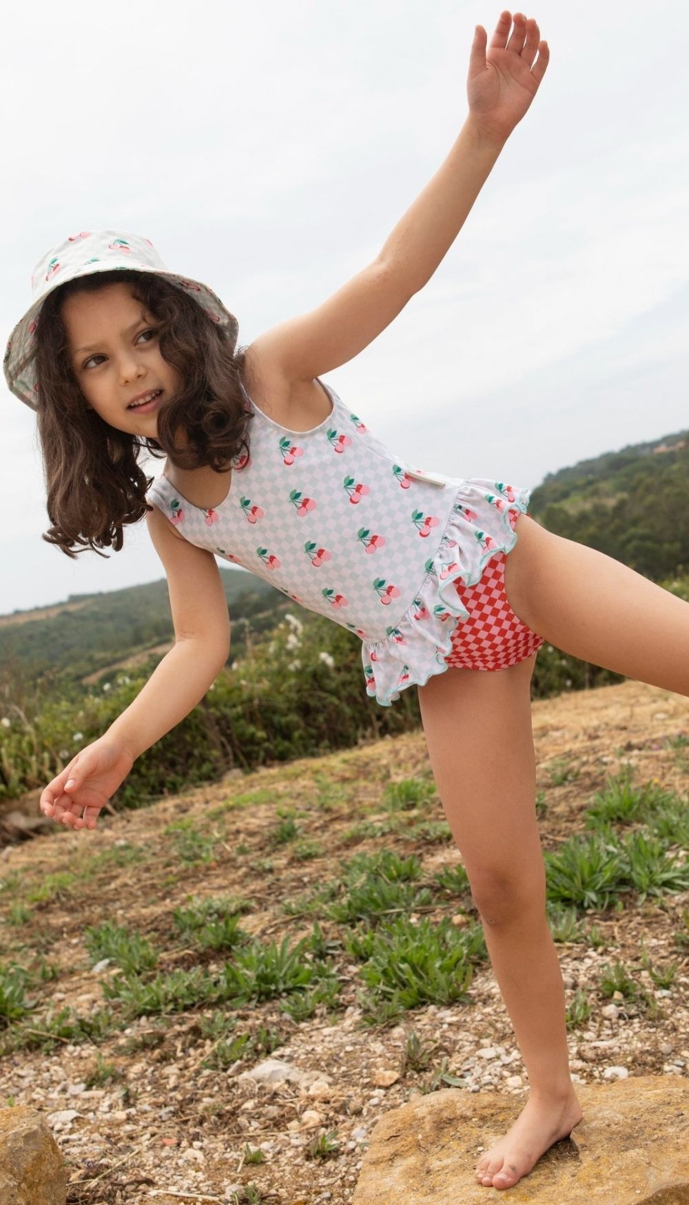 One-Piece Swimsuit – Cherries & Pink