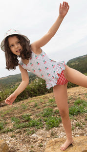 One-Piece Swimsuit – Cherries & Pink