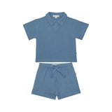 Oversized Polo & Muslin Bermuda Set – Indigo