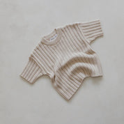 Ribbed Knit Tee in Sand