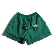 Laurel Scalloped Summer Shorts – Green