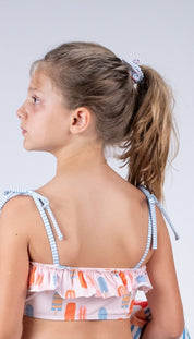 Scrunchie – Cornflower with Pink