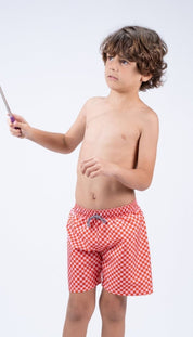 Swim Trunks – Red/Pink Squares