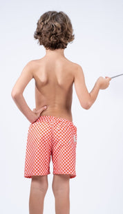 Swim Trunks – Red/Pink Squares