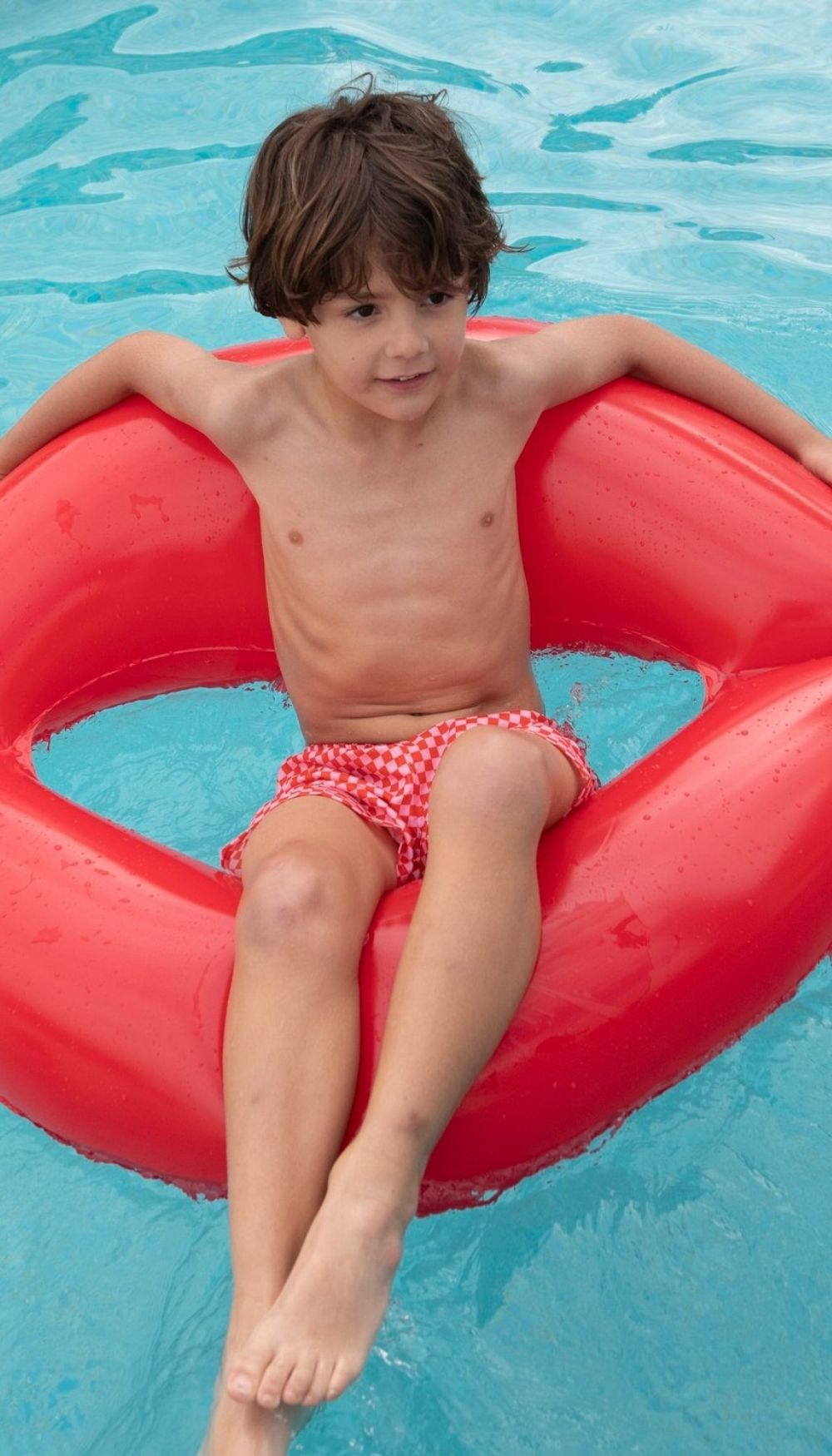 Swim Trunks – Red/Pink Squares