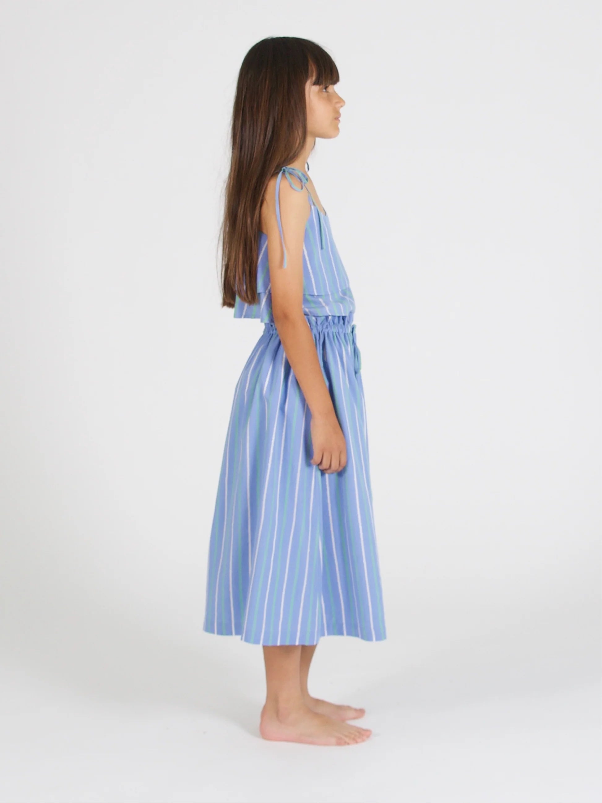 Striped Flared Midi Skirt