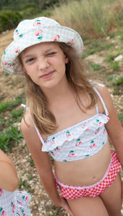 Two-Piece Swimsuit – Cherries & Pink/Red