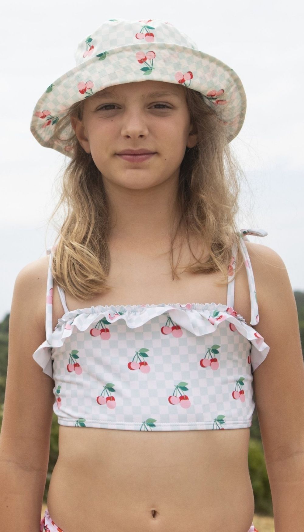 Two-Piece Swimsuit – Cherries & Pink/Red