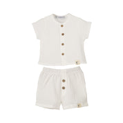 White Top & Short Muslin Set