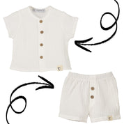 White Top & Short Muslin Set