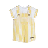 Yellow Striped Shirt & Dungaree Set