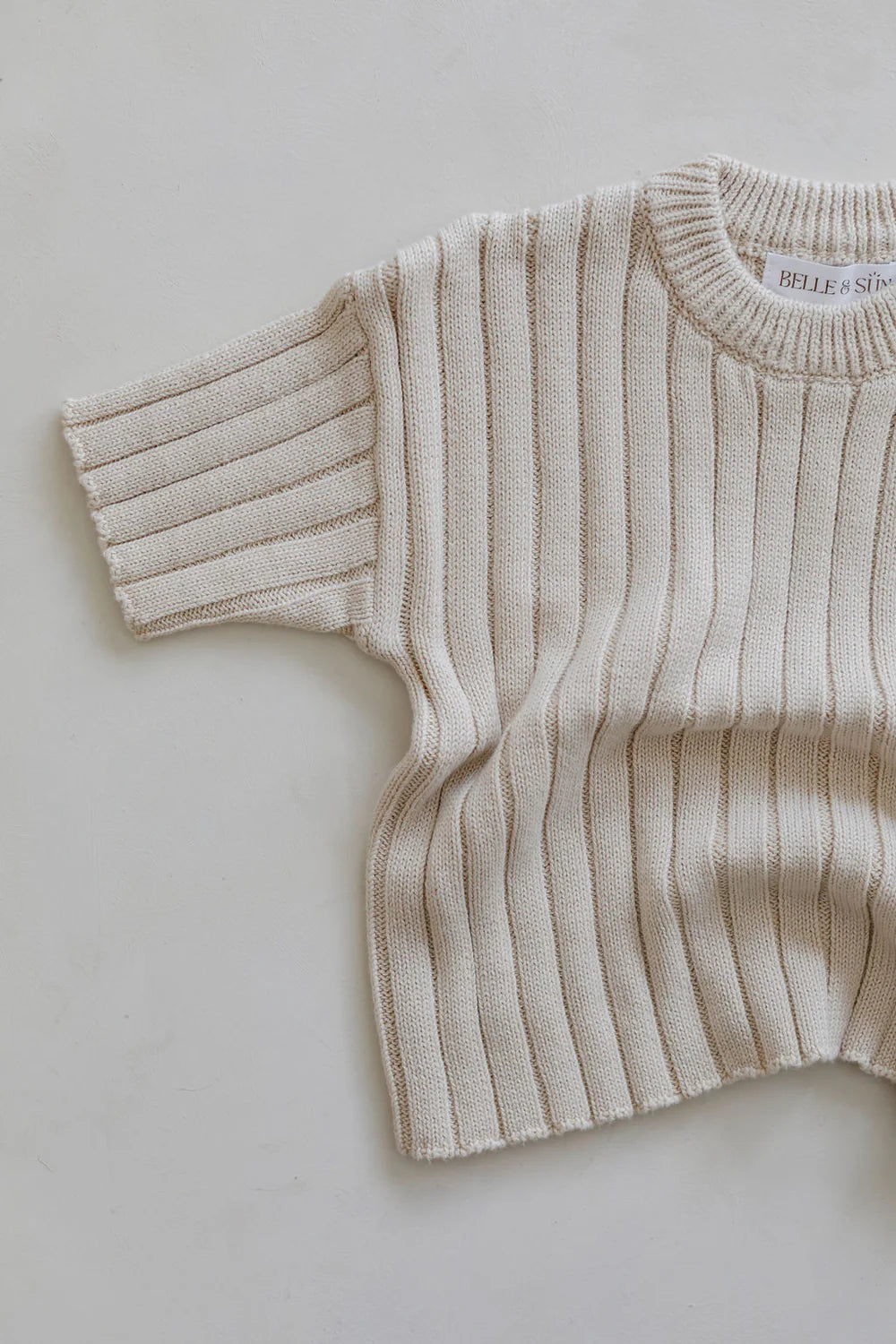 Ribbed Knit Tee in Sand