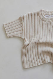 Ribbed Knit Tee in Sand