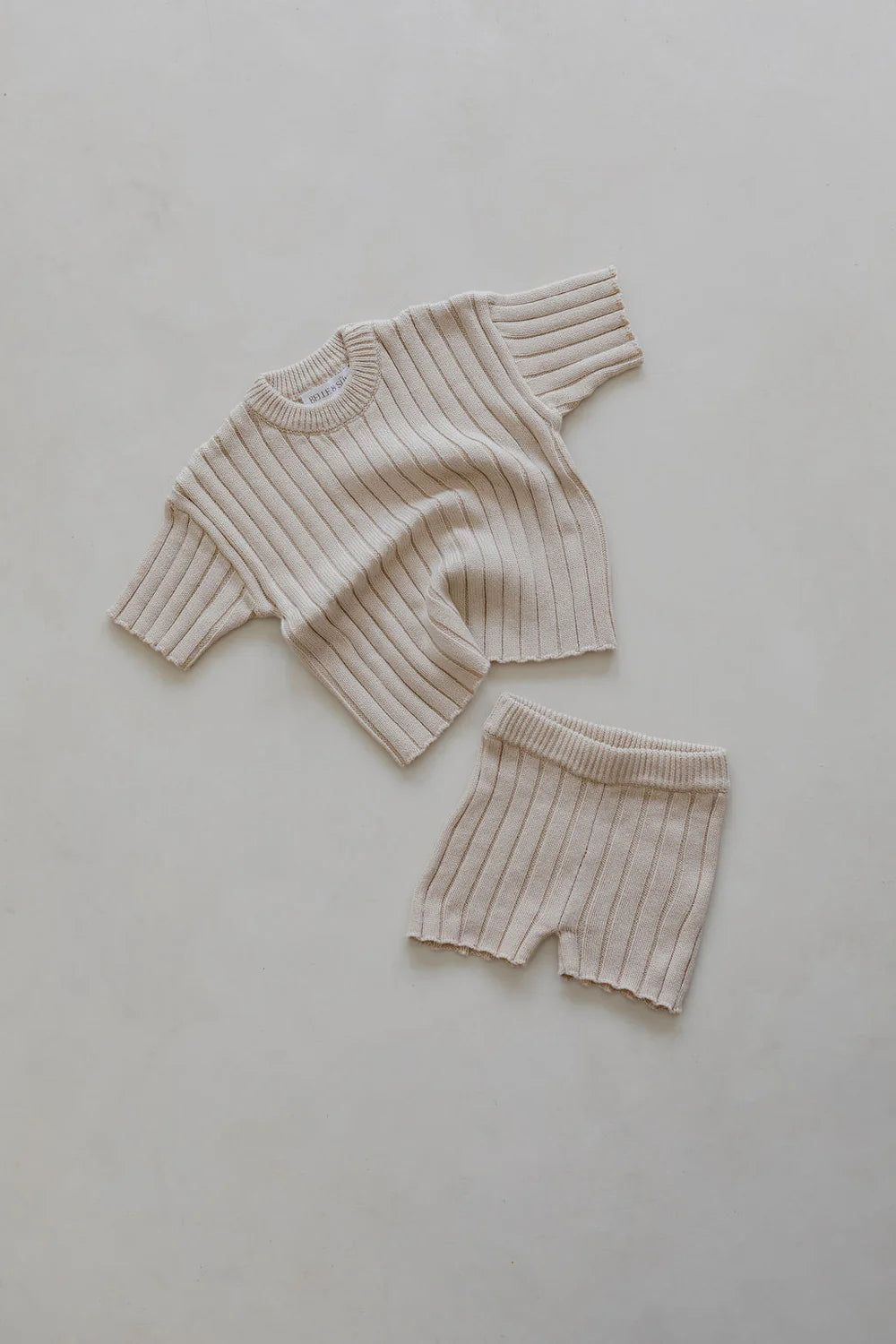 Ribbed Knit Tee in Sand