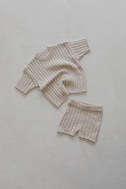 Ribbed Knit Tee in Sand