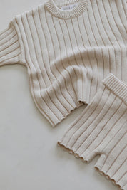 Ribbed Knit Tee in Sand