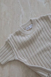 Ribbed Knit Tee in Sand