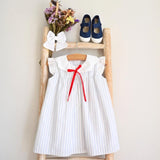 Blue Stripes with Red Bow Dress