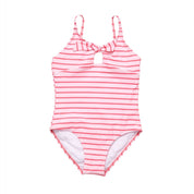 Coral Stripe Sustainable Bow Swimsuit