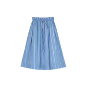 Striped Flared Midi Skirt