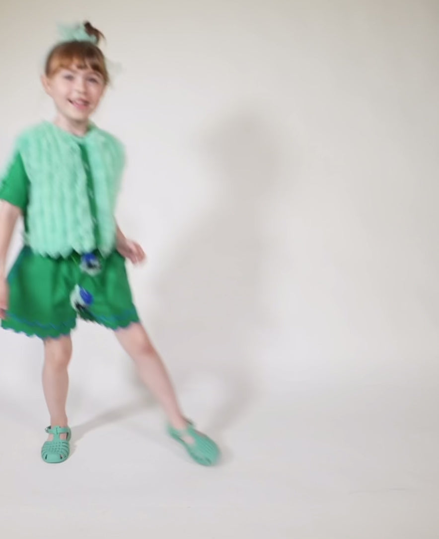 Laurel Scalloped Summer Shorts – Green